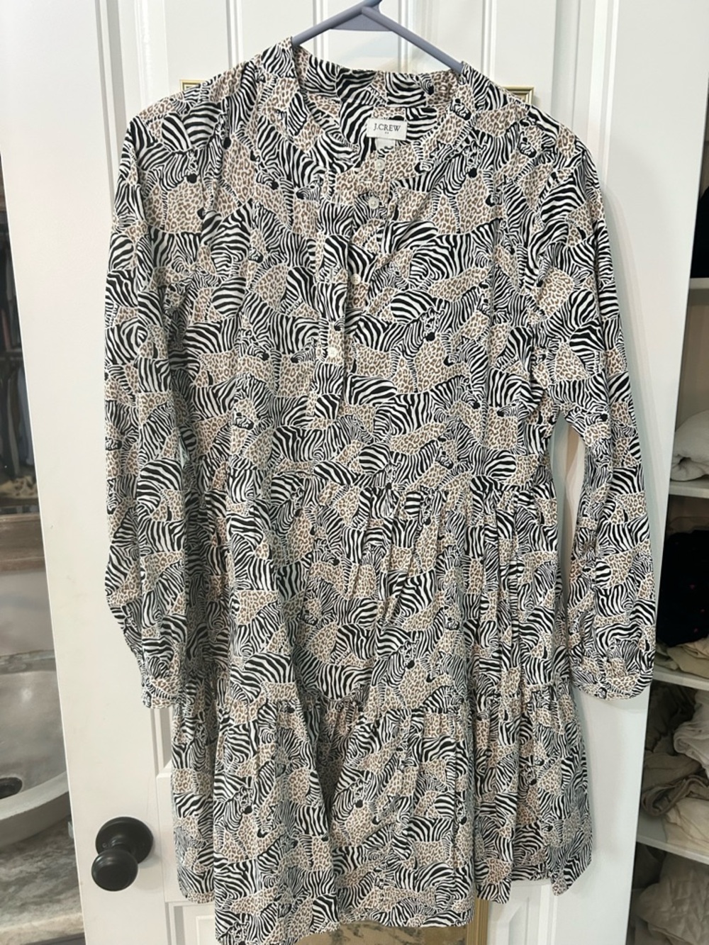 J. Crew Black and Tan Mixed Animal Print Blouse - Picture 3 of 3